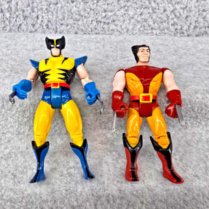 Vintage Marvel X-Men Wolverine Figure Lot Toy Biz 1990s Tiger Stripe Brown Suit